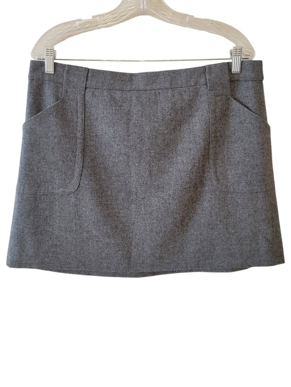 J. Crew Gray Wool Flat Front Mini Skirt Size 14